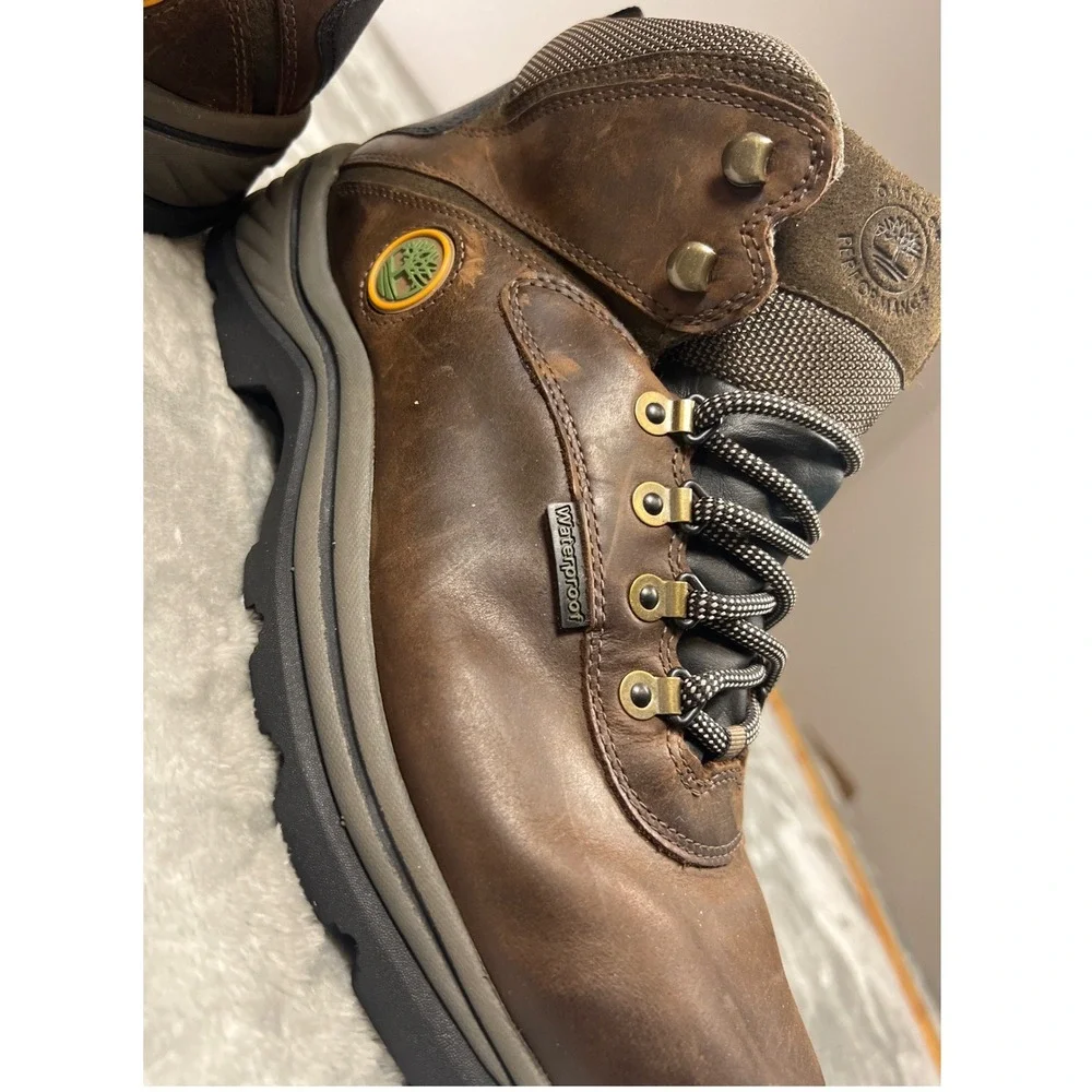 Timberland White Ledge Mid Waterproof Hiking Boots‎ Dk Brown Leather Mens 10.5